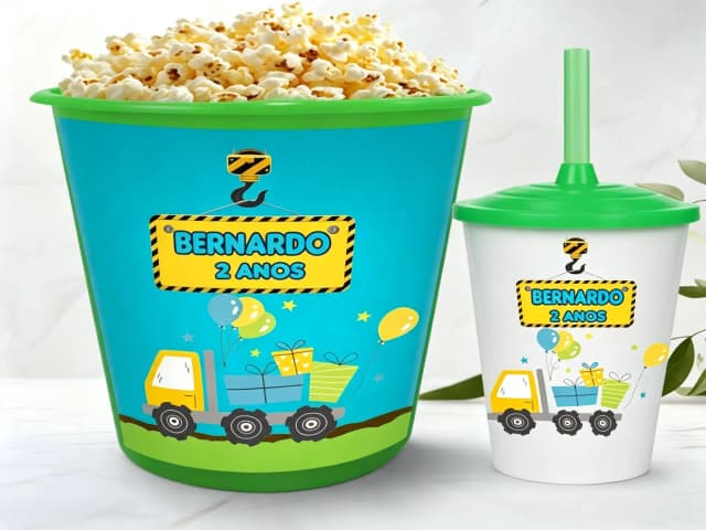 Kit Balde e Copo Twister personalizado Contrução Civil