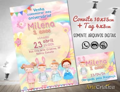 Convite Digital C/tag Boneca Metoo 2