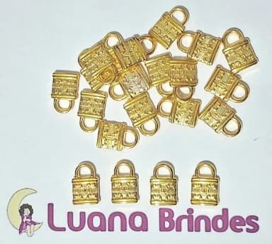 Pingente Cadeado Abs Dourado 1,6cm Pacotes com 50 Unidades