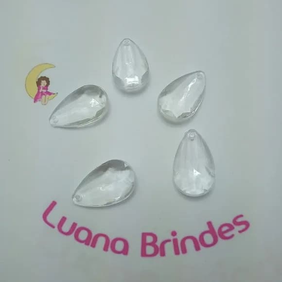 Pingente Gota Facetada Transparente acrílico Pct 10 unidade