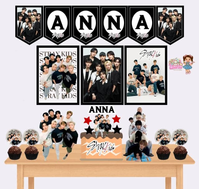 Kit Festa Só Um Bolinho STRAY KIDS - Decoração de Festa