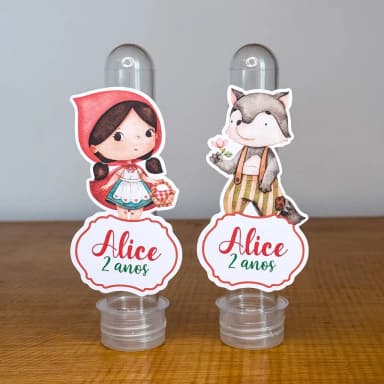 Apliques para Tubetes Personalizados CHAPEUZINHO VERMELHO - Decoração de Festa | Lembrancinhas | Aniversário | Personalizados