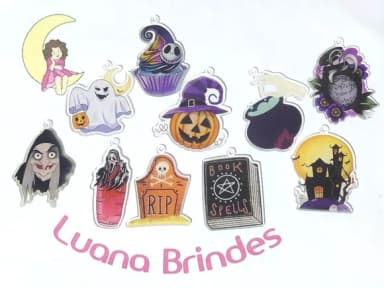 Pingente Halloween Acrilico 4cm Pacote com 10 Unidades