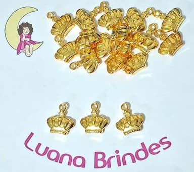 Pingente Coroa Abs Dourada 2cm Pacotes com 20 Unidades