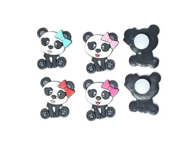 Ursinha Panda com Adaptador pra Crocs Pacote C/8 Unidades
