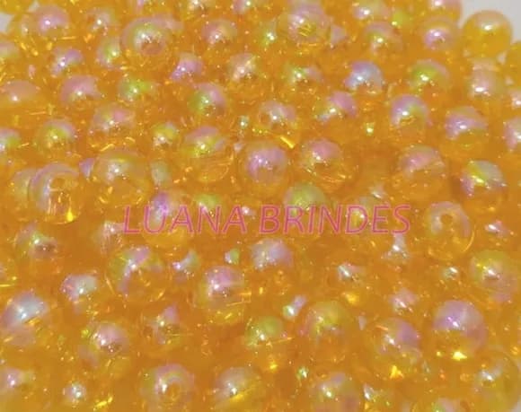 Bolinha Acrilica Furta Cor Laranja - 10mm - pct c/100 unid