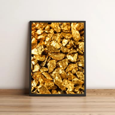 Quadro Decorativo com Pepitas de Ouro Brilhantes 2158