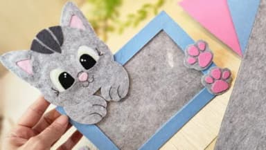 Porta Retrato de Gato em Feltro