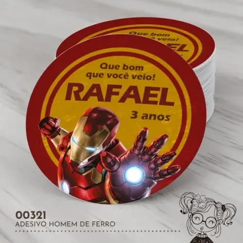 Adesivo Redondo Homem de Ferro - 00321