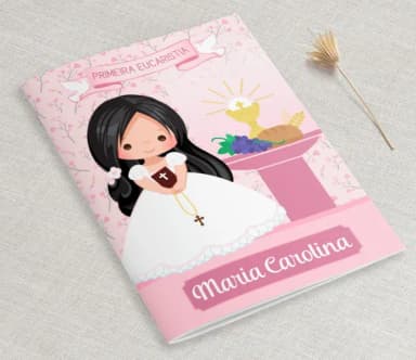 Lembrancinha Eucaristia - Livro De Orações - Cálice Rosa