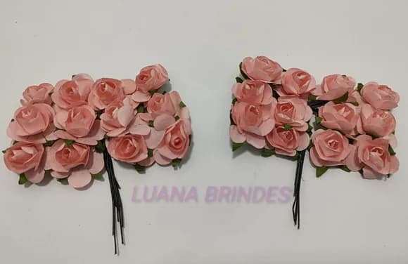 Buquês Flores de Papel Rose 2 Unidades com 12 Flores Cada