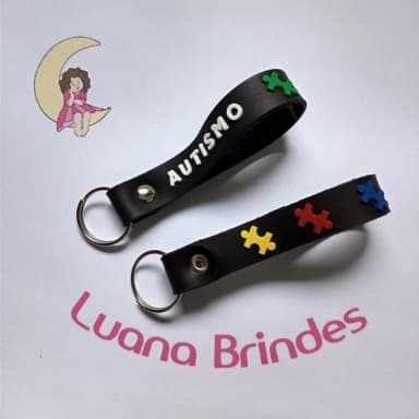 Chaveiro Autismo Preto Emborrachado - 4 Unidades