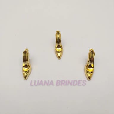 Pingente de Sapatinho em Abs Dourado Pct 10 Unidades