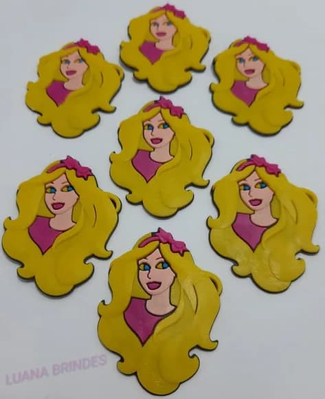 Aplique Barbie de Borracha -pct C/6 Unidades