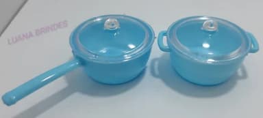 Kit Panelinhas Azul de acrílico c/tampa - pct c/5 Kits