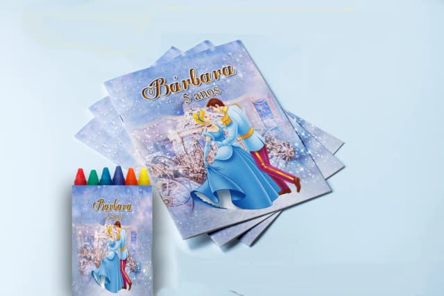 Revista para colorir  com Giz de cera Personalizado da Cinderela