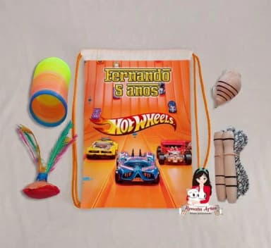 Mochila Boa Infância Tema Hot Wheels Laranja