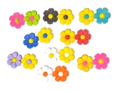 Aplique Flor em Pares Emborrachado Pacote com 9 Pares