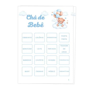 Bingo para Chá de Bebê + Lápis + Fichas