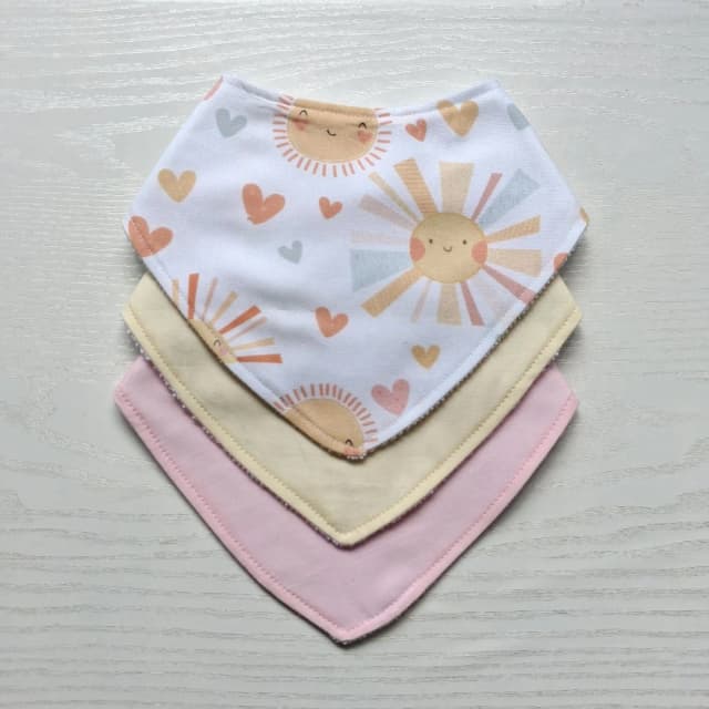 Kit 3 Babadores Bandana Premium para bebê - Solzinho