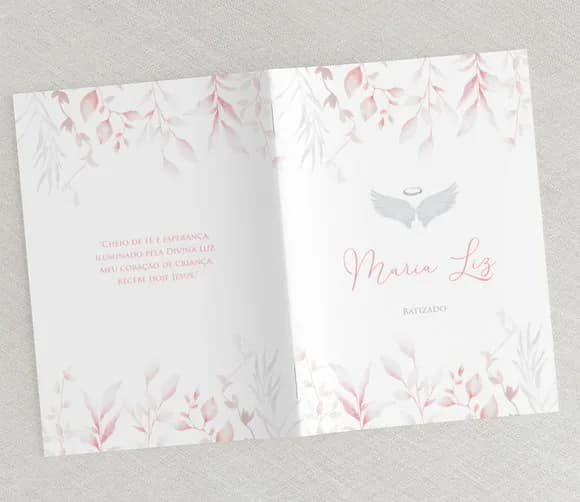 Livrinho De Orações Batizado - Folhagem Rosa