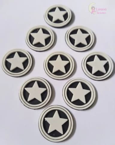 Aplique Símbolo Estrela de borracha - pct c/8 unid