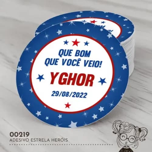 Adesivo Redondo Estrela Heróis - 00219