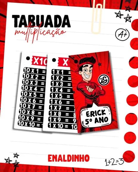 Chaveiro Tabuada Personalizada