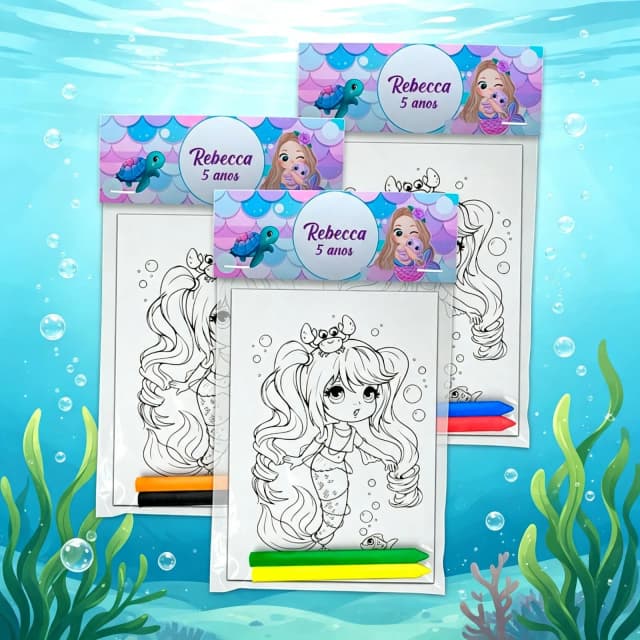 Kit Colorir com Giz de cera da Sereia Baby