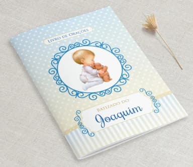 Mini Livrinho de Orações Lembrança Batizado - Menino Ursinho