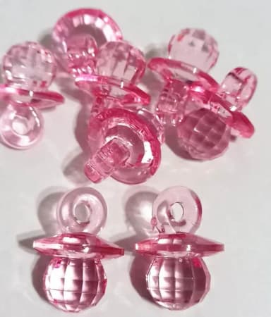 Pingente Chupetinha Pink Facetada 2,6cm - 10 Unidades
