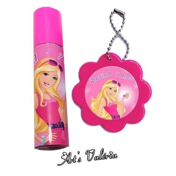 Kit Espelho Flor e Brilho Labial Personalizado Colorido