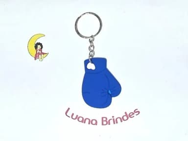 Chaveiro Luva de Boxe Azul Emborrachado 6 Unidades