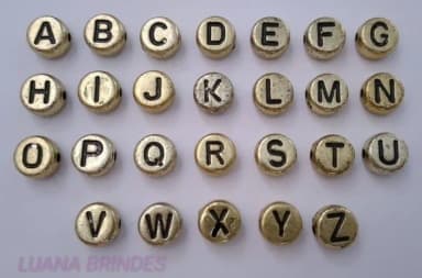 Letrinha Achatado Dourado de ABS - 7mm - pct c/4 alfabeto