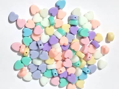 Miçangas Coração 9mm Pacote com 100 Unidades Coloridas