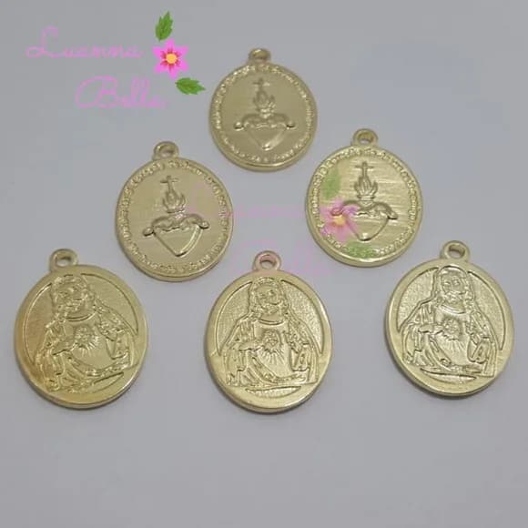 Pingente Sagrado coração de jesus de metal dourado - pact c/