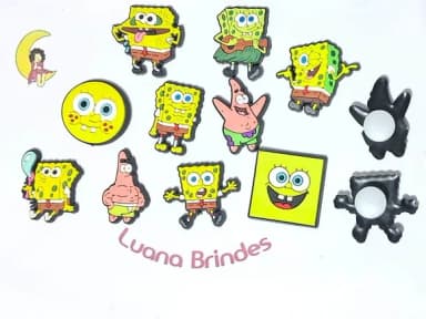 Aplique P/sandalia Bob Esponja 3cm Pacote com 10 Unidades