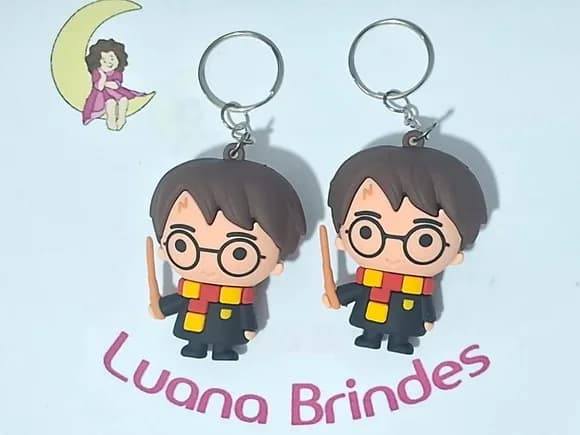 Chaveiro Harry Potter 3d Emborrachado 6cm 2 Unidades