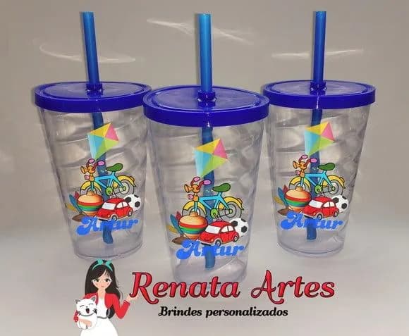 Copo com Canudo 500ml Brinquedos