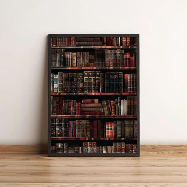 Quadro Decorativo com Estante de Livros Clássicos 2164