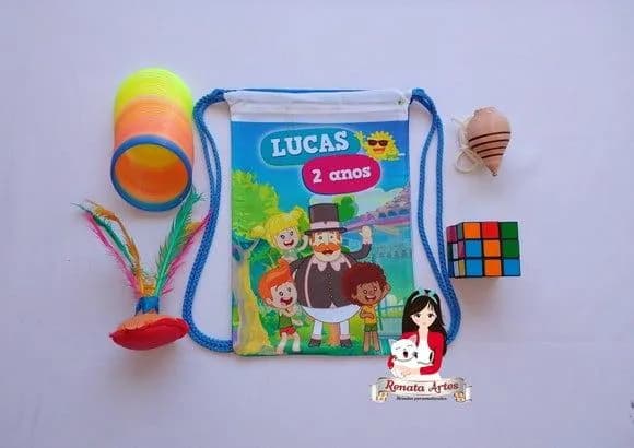 Mochila Brinquedos Retrô Tema Mundo Bita e as Brincadeiras