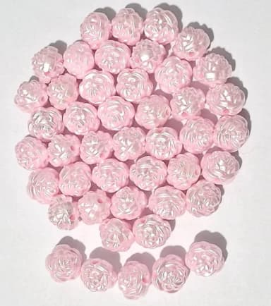 Pérola Flor Rosa 12mm - Pct com 50 Unidades