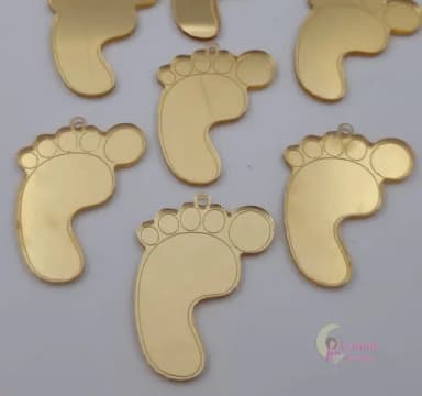 Pingente Pezinho de Acrílico Espelhado Dourado-pct c/6 un
