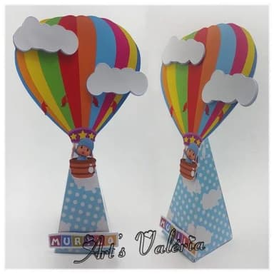 Caixa Pirâmide Balão Pocoyo - Centro de Mesa