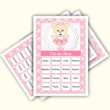 Bingo Chá de Bebê Menina Pdf Para Imprimir