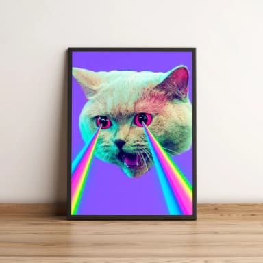 Quadro Gato Com Laser nos Olhos 52