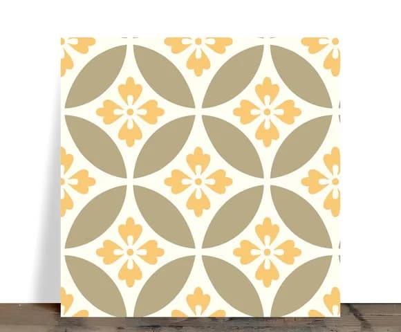 Azulejo Decorativo Mandala Amarela Retrô 15x15 Cerâmica