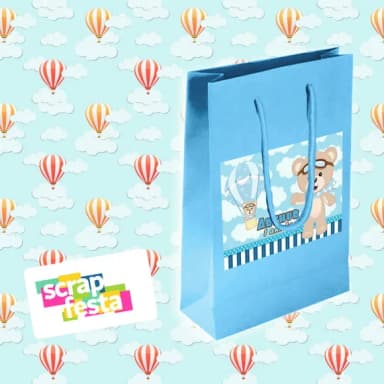 Sacolinha Papel Personalizada Festa Urso Baloeiro