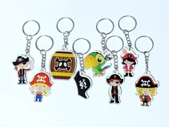 Chaveiro Piratas Acrílico Impresso 4cm Pacotes com 8 Unidade