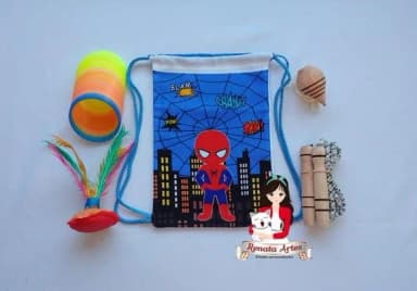 Mochila Boa Infância Tema Homem Aranha Cute Azul